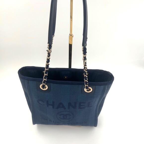 Chanel Mini Deauville Denim Blue Raffia Tote Bag Series 29 2019 CGHW Authentic - Picture 2 of 16